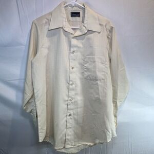 Vintage 70s Career Club Button Front Shirt Yellow Dagger Collar‎ Knit Disco 80's